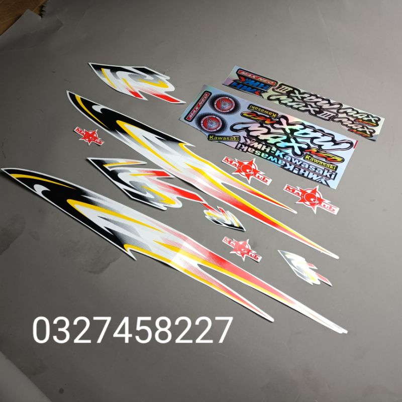 Bộ tem dán xe Max neo , Kawasaki màu đen vàng