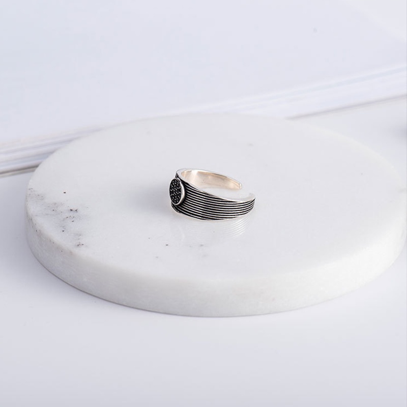 Nhẫn Nam TITAN Sáng tạo Vạch sọc Màu bạc Làm như cũ Cổ điển HIPHOP Làm bằng tay Thiết kế ban đầu NH-235