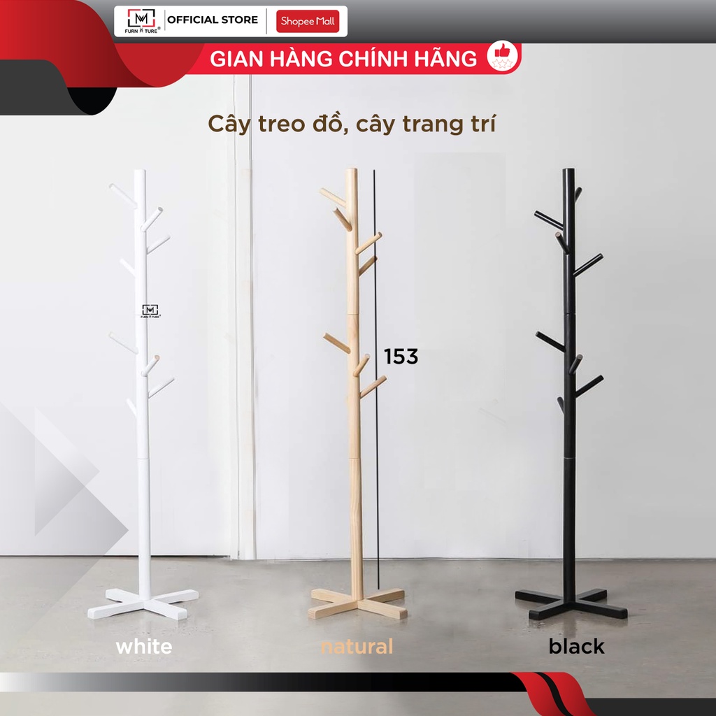 Cây treo quần áo gỗ tự nhiên 100% nhập khẩu thương hiệu MW FURNITURE - Nội thất trang trí