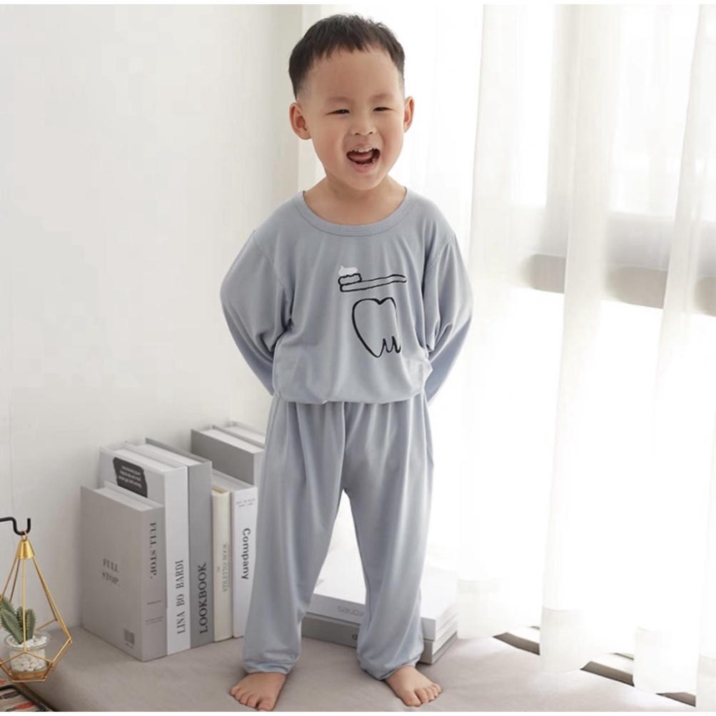 Bộ quần áo trẻ em dài tay AF KID Đánh Răng cao cấp cho bé chất thun lạnh mềm mịn thoáng mát size từ 6-20kg