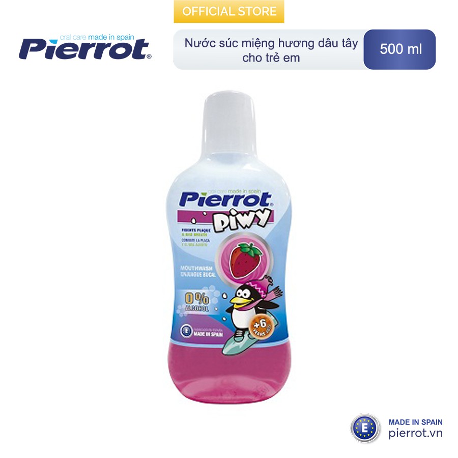 Nước súc miệng  hương dâu tây cho trẻ em Pierrot 500ML