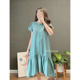 Váy bầu công sở dáng đuôi cá chất đũi lụa yd1235