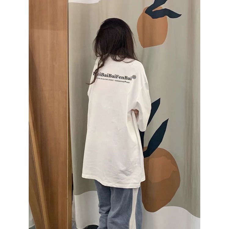Áo thun phông logo tay Full size KL Unisex tay lỡ form rộng HEIBAIBAIFENBAI Unisex