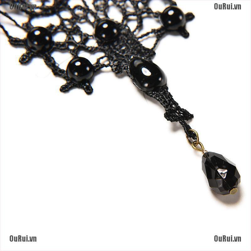 Vòng cổ choker đính hạt tua rua phong cách gothic đẹp mắt