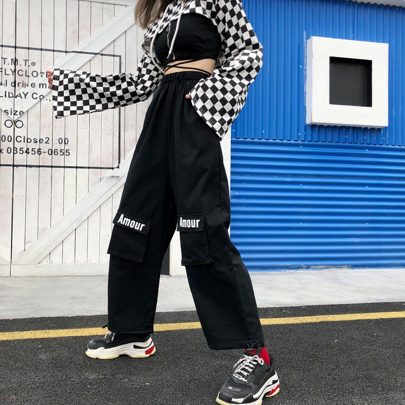 (Order_ảnh thật) Quần jogger kaki boxpant unisex nam nữ amour ống rút dây harajuku | BigBuy360 - bigbuy360.vn