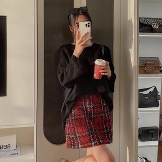 Chân váy chữ A dạ tweed