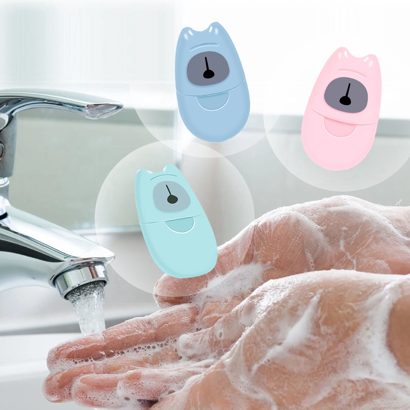 50Pcs Disposable Portable Boxed Soap Paper Travel Hand Washing Cleaning Scented Sheet