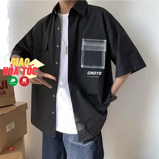 Sơ mi nam nữ tay lỡ form rộng túi nhựa trong