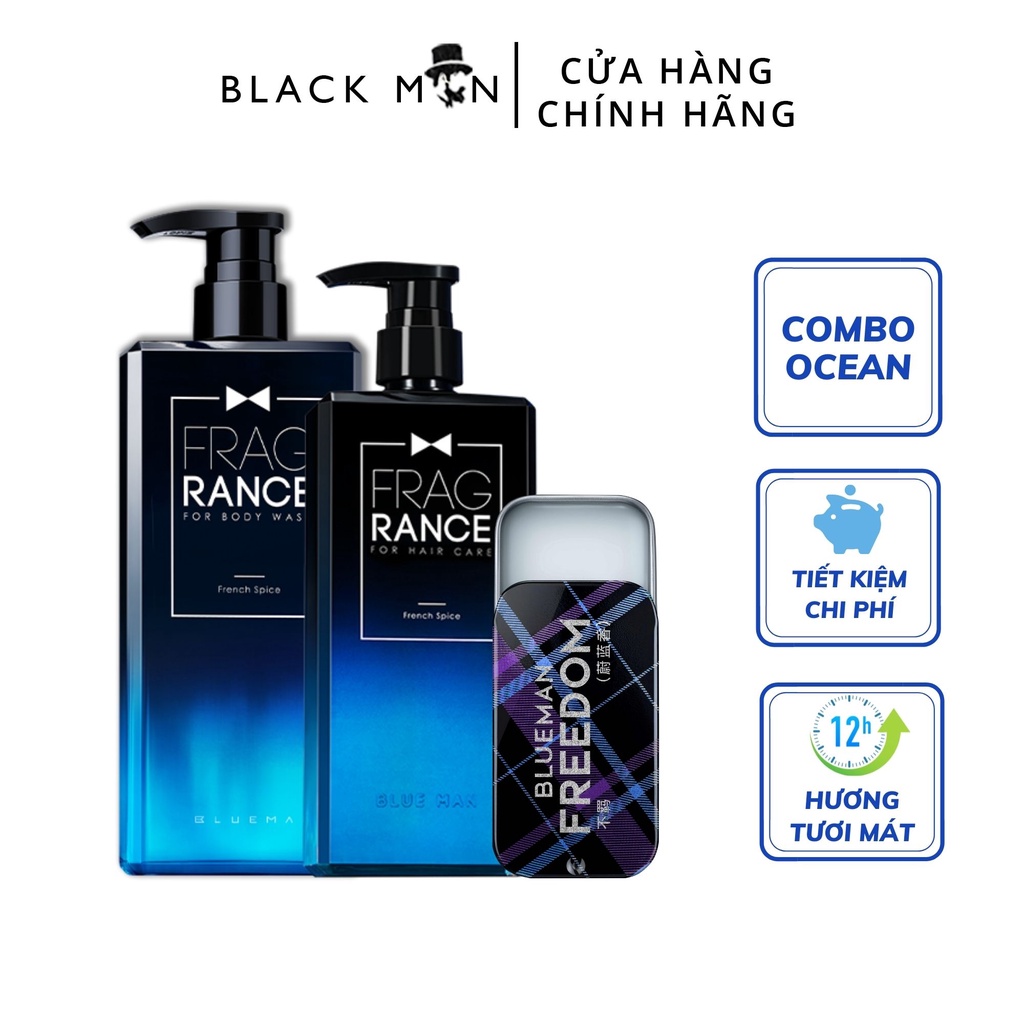 Bộ 3 Combo Sữa Tắm Nam Ocean &amp; Dầu Gội Dưỡng Tóc &amp; Nước Hoa Khô Hương Blue Lịch Lãm ZL71 ZL178 ZL97