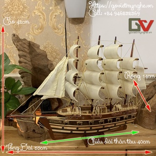 Mô hình tàu thuyền gỗ trang trí quà tặng tân gia - tàu Jylland của Đan Mạch - Thân tàu 40cm - Buồm vải trắng