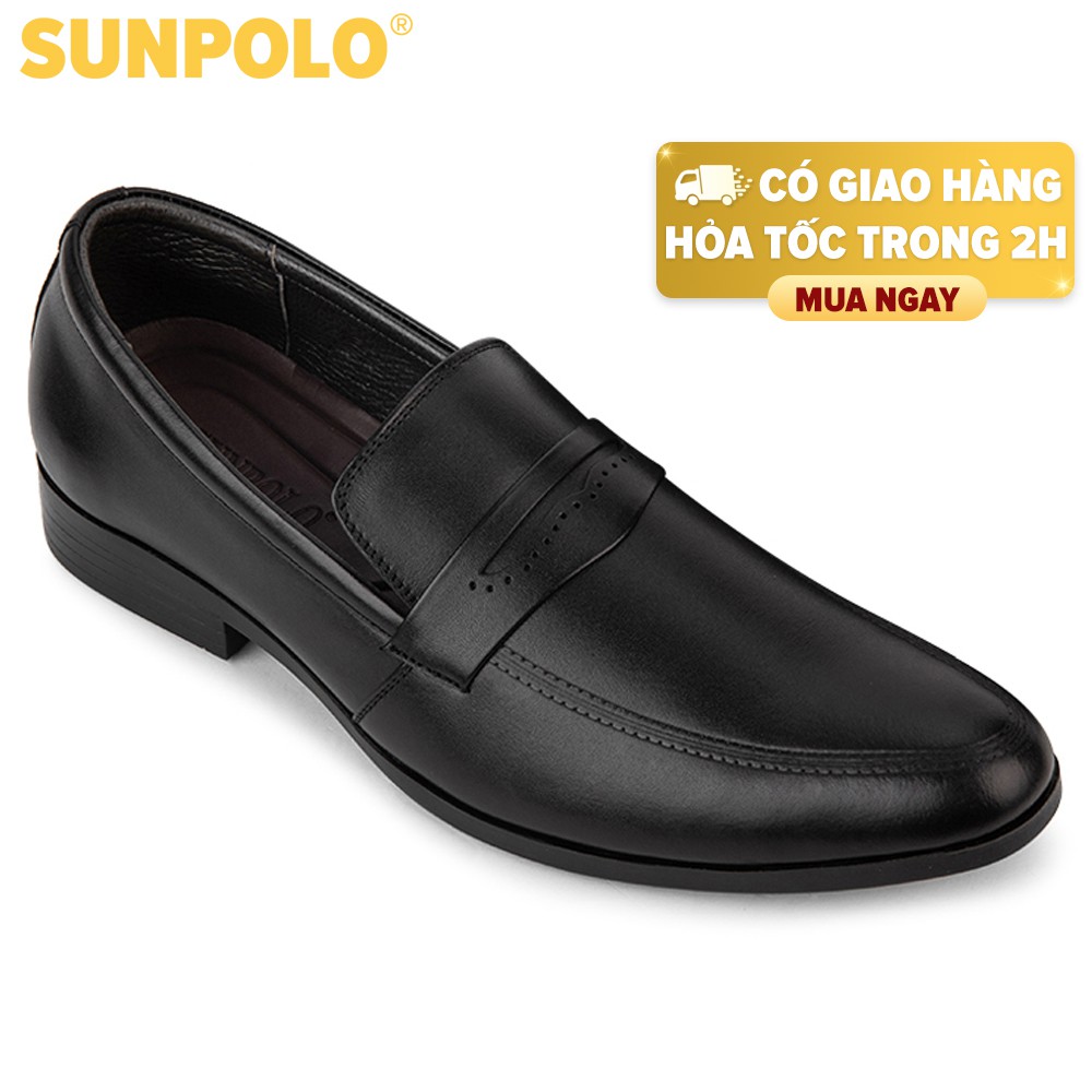 Giày Tây Nam Da Bò SUNPOLO Đen SPH212