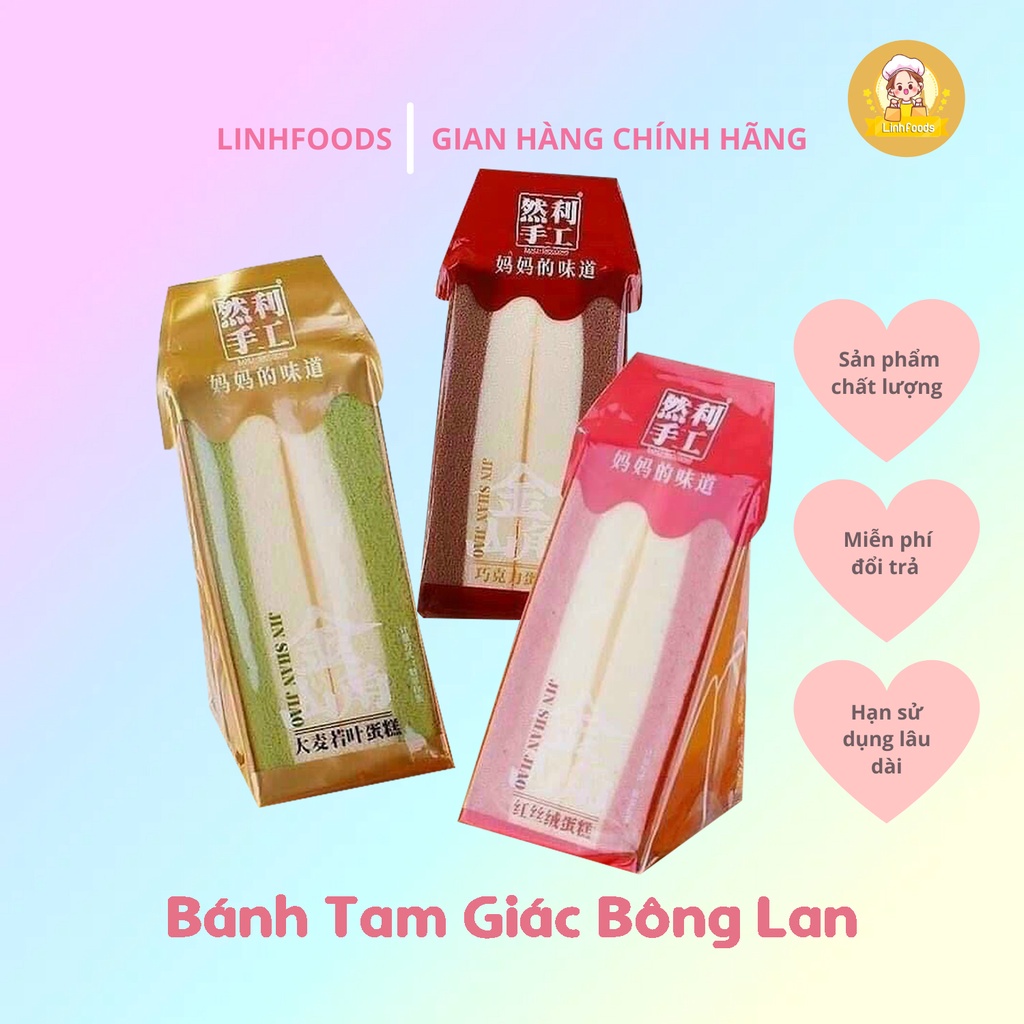 Bánh Bông Lan Đài Loan Tam Giác Vị Socola/Matcha/Dâu Tây/ Mix 3 Vị