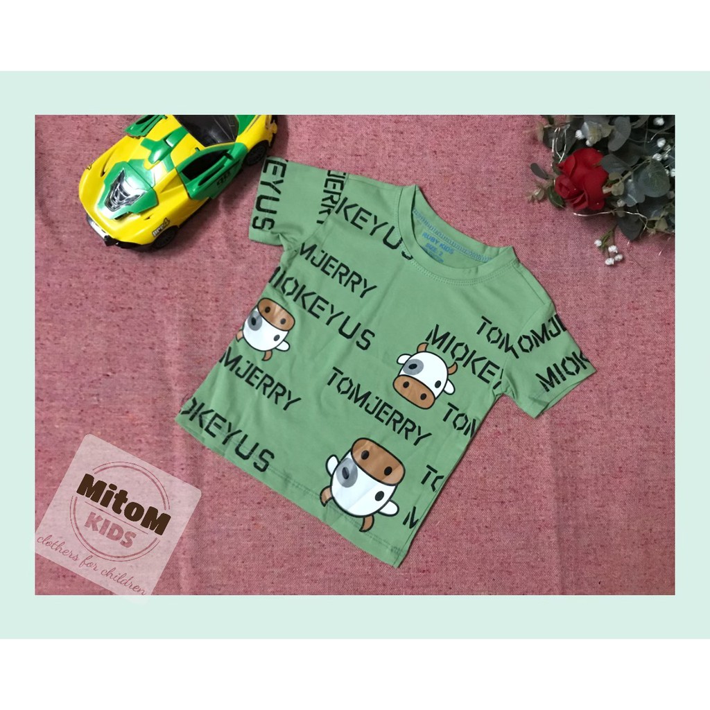 Áo cotton bé trai ♥️ FREESHIP ♥️ Chất thun cotton mềm mịn, họa tiết chú bò siêu cute