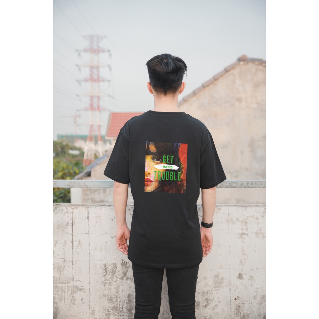 Áo thun nam nữ tay lỡ UNISEX Nam Nữ cotton 100% form rộng - GET INTO TROUBLE [DODY Saigon / Áo Thun] | BigBuy360 - bigbuy360.vn