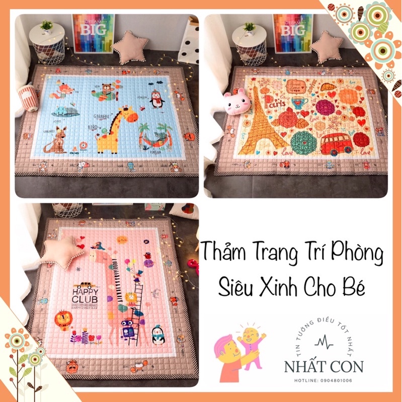 (RẺ NHẤT SHOPEE) Thảm Cotton KT 145x195cm dày 1,5cm siêu kute cho bé (HÀNG CÓ SẴN)