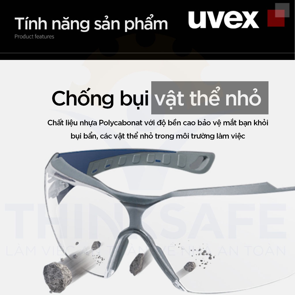 Mắt kính bảo hộ Uvex Thinksafe, kính bảo vệ đa năng, đọng sương, tia uv, chống bụi đi đường, chính hãng và cao cấp - CX2