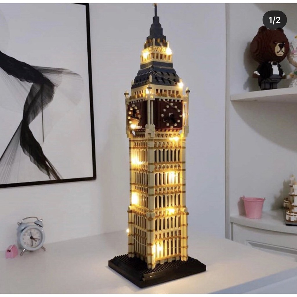 Đồ chơi xếp hình lắp ráp mô hình TÒA ĐỒNG HỒ kèm hộp quà và đèn led II LEGO II NANOBLOCKS