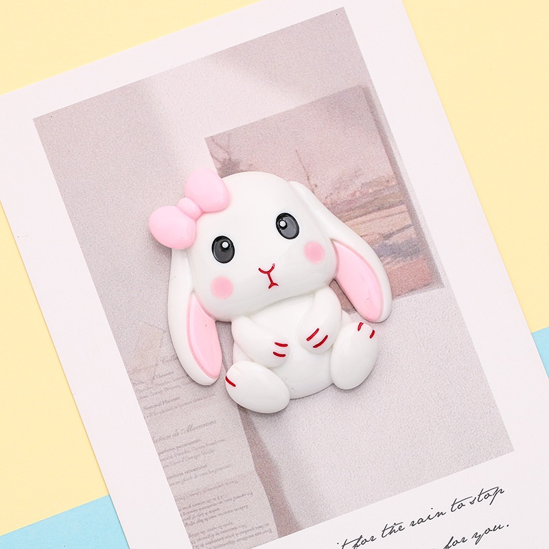 Set 2 Phụ Kiện Hình Thỏ Tai Dài Bằng Resin Dùng Trang Trí Ốp Điện Thoại/ Đồ Dùng Văn Phòng