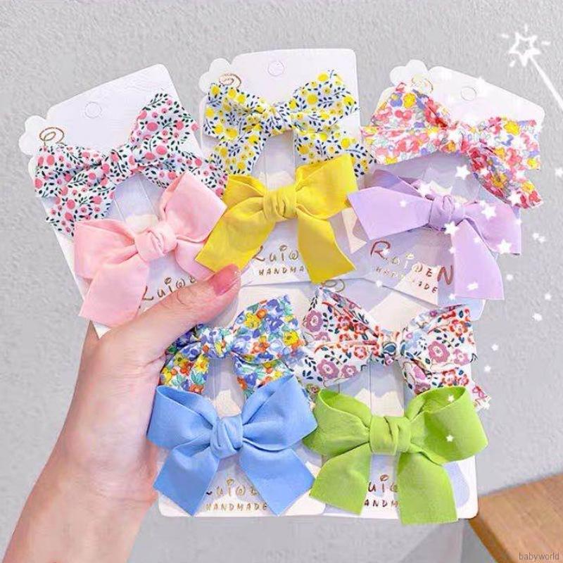 Set 2 Kẹp Tóc Hình Nơ Dễ Thương Cho Bé Gái