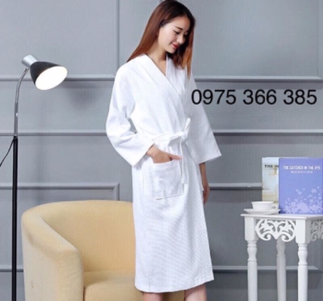 Áo choàng tắm tổ ong 100% cotton thấm hút nước tốt