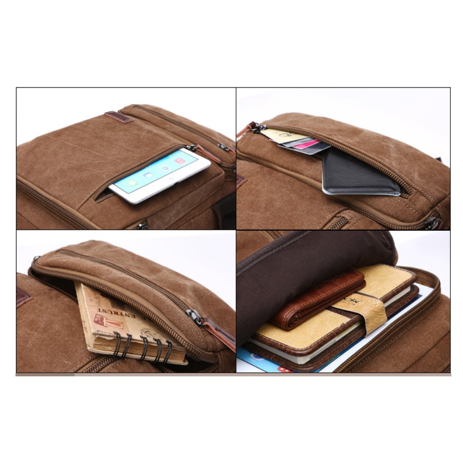 Balo nam vải canvas cao cấp phong cách mới 15,6 inch