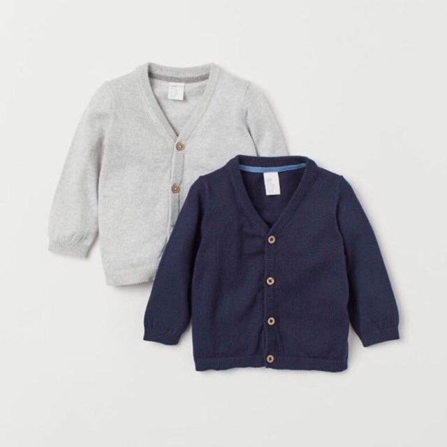 Set 2 áo len cadigan mầu đen ghi