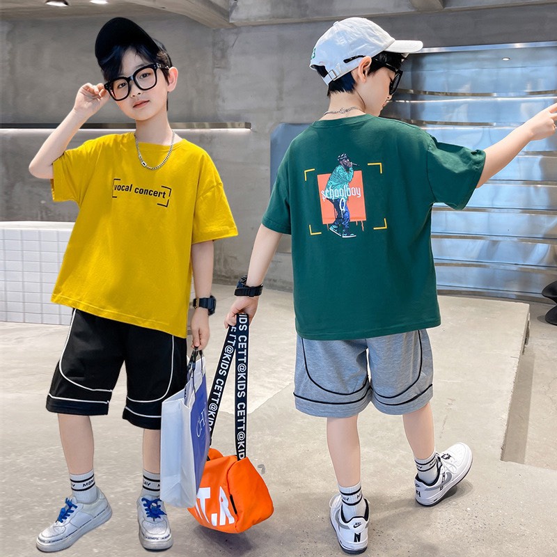Set đồ bộ quần áo "VACALA" 14-45kg cho bé trai 4-14 tuổi. Thoáng mát, thấm hút mồ hôi. B8 B2
