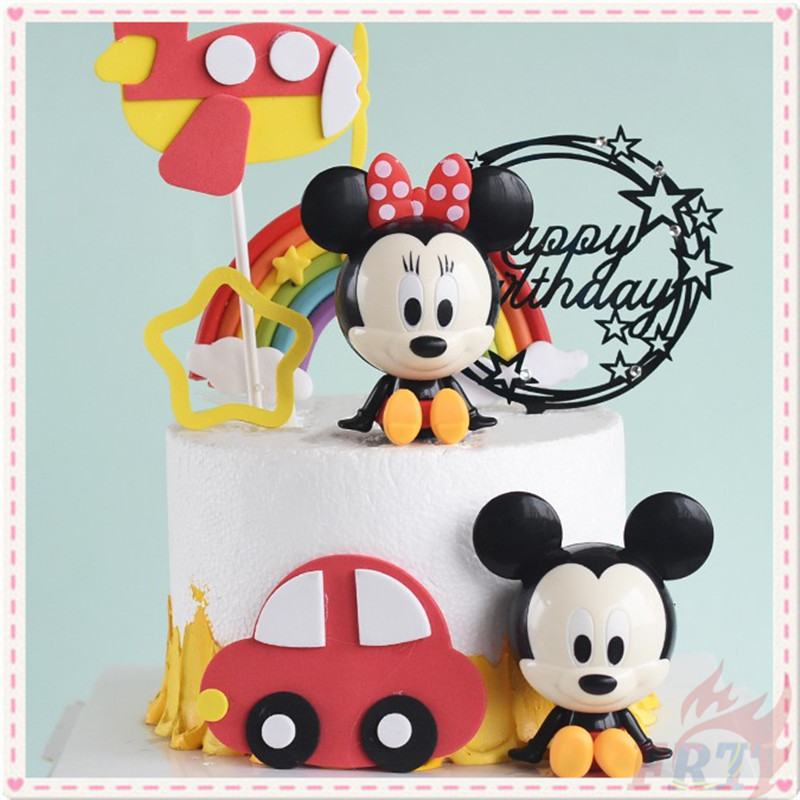 DISNEY Set 2 Mô Hình Chuột Mickey &amp; Minnie Trang Trí Bánh