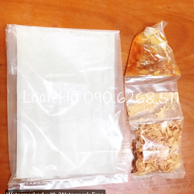Bánh tráng muối+ hành phi + sate tôm