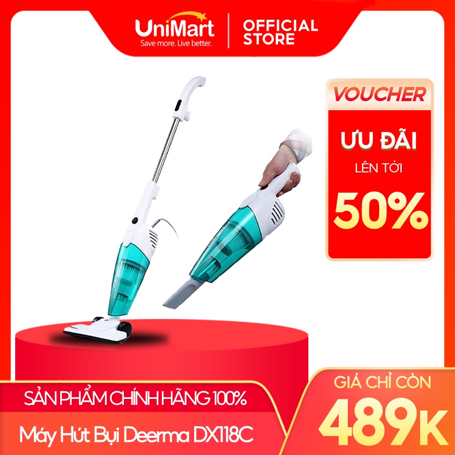 Máy Hút Bụi Cầm Tay Deerma DX118C - Máy Hút Bụi Cầm Tay Mini Tiện Lợi Lực Hút Mạnh Công Suất 12000Pa| UniMart