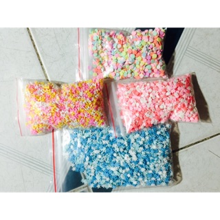 Combo 110k cốm nơ cốm hoa tuyết xanh trắng cốm tròn và cốm hoa anh đào