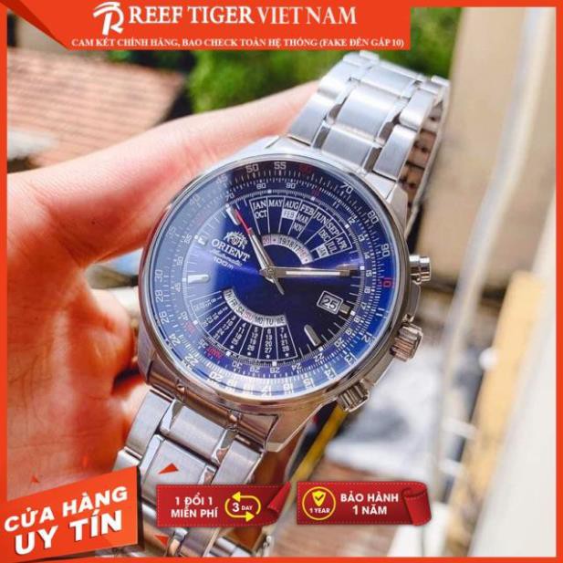 Đồng hồ nam Orient FEU07008DX máy cơ Automatic, kính mineral chịu lực, lịch vạn niên, lịch thứ-ngày, case 43mm