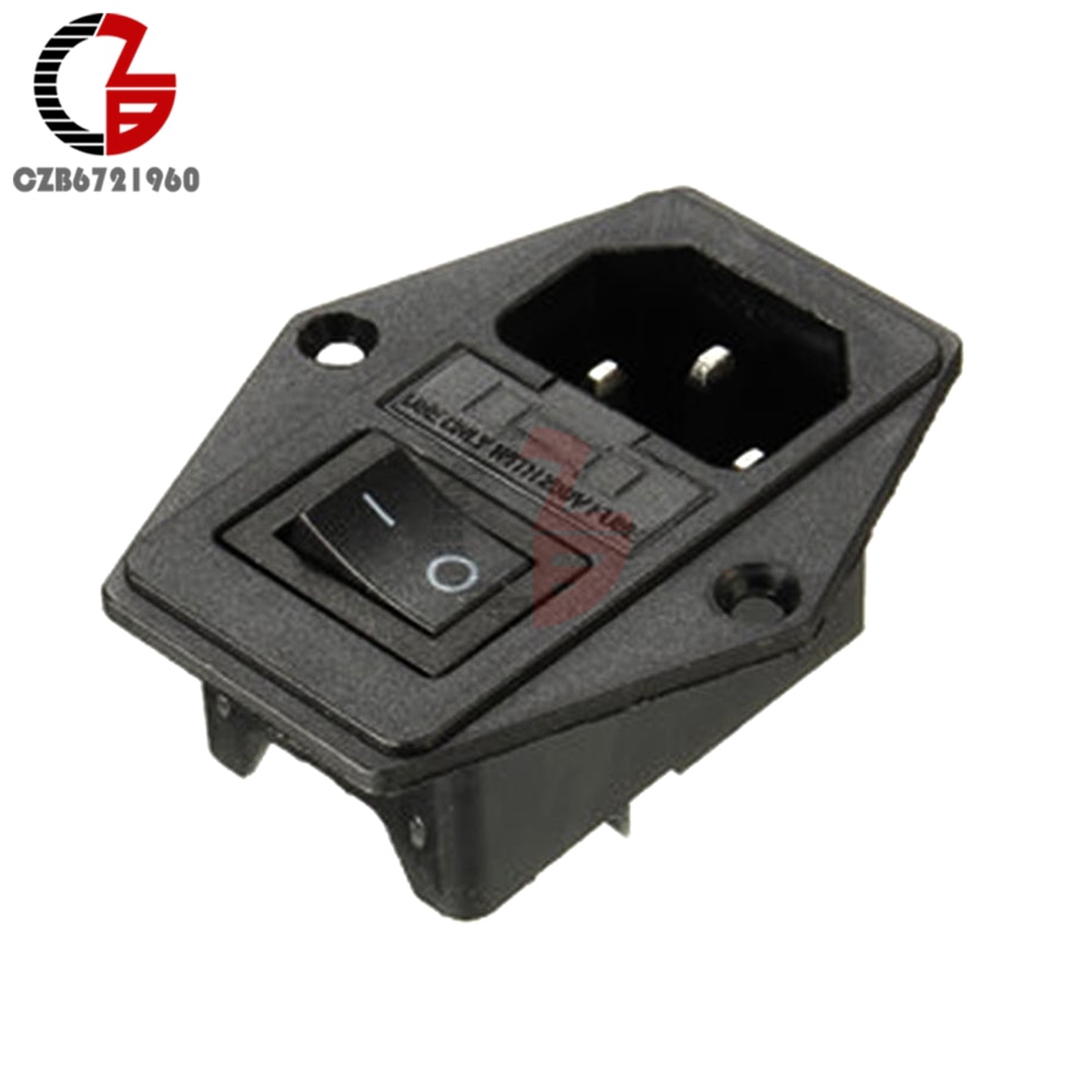 3 in 1 Push Toggle Switch Socket Plug Fuse On-Off Switch 3 Terminal AC Power Socket with Rocker Switch Fuse Holder Connector