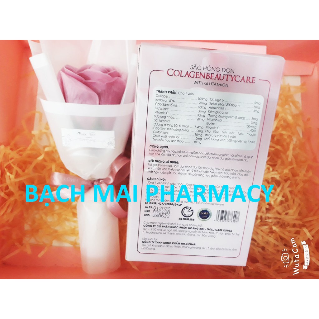 (CHÍNH HÃNG) Viên uống SẮC HỒNG ĐƠN ColagenBeautyCare hỗ trợ hạn chế lão hóa da, sạm da, nám da, nhăn da và làm đẹp da | BigBuy360 - bigbuy360.vn