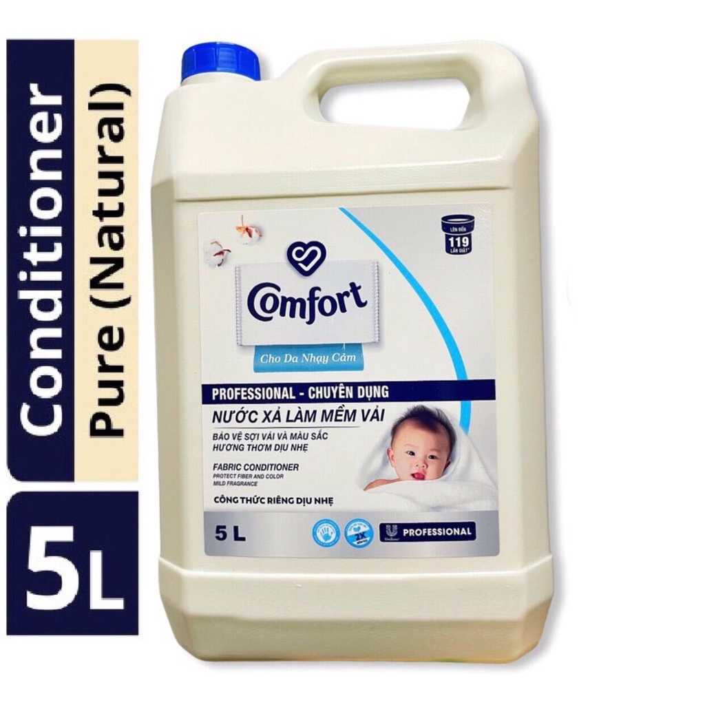 Nước Xả Comfort Chuyên Dụng Làm Mềm Vải Da Nhạy Cảm Can 5 Lít
