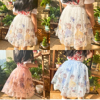 Chân Váy Lưới Họa Tiết Hoạt Hình Đính Sequin Thời Trang Mùa Hè Cho Bé Gái