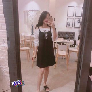 Set váy yếm vintage kèm hình thật