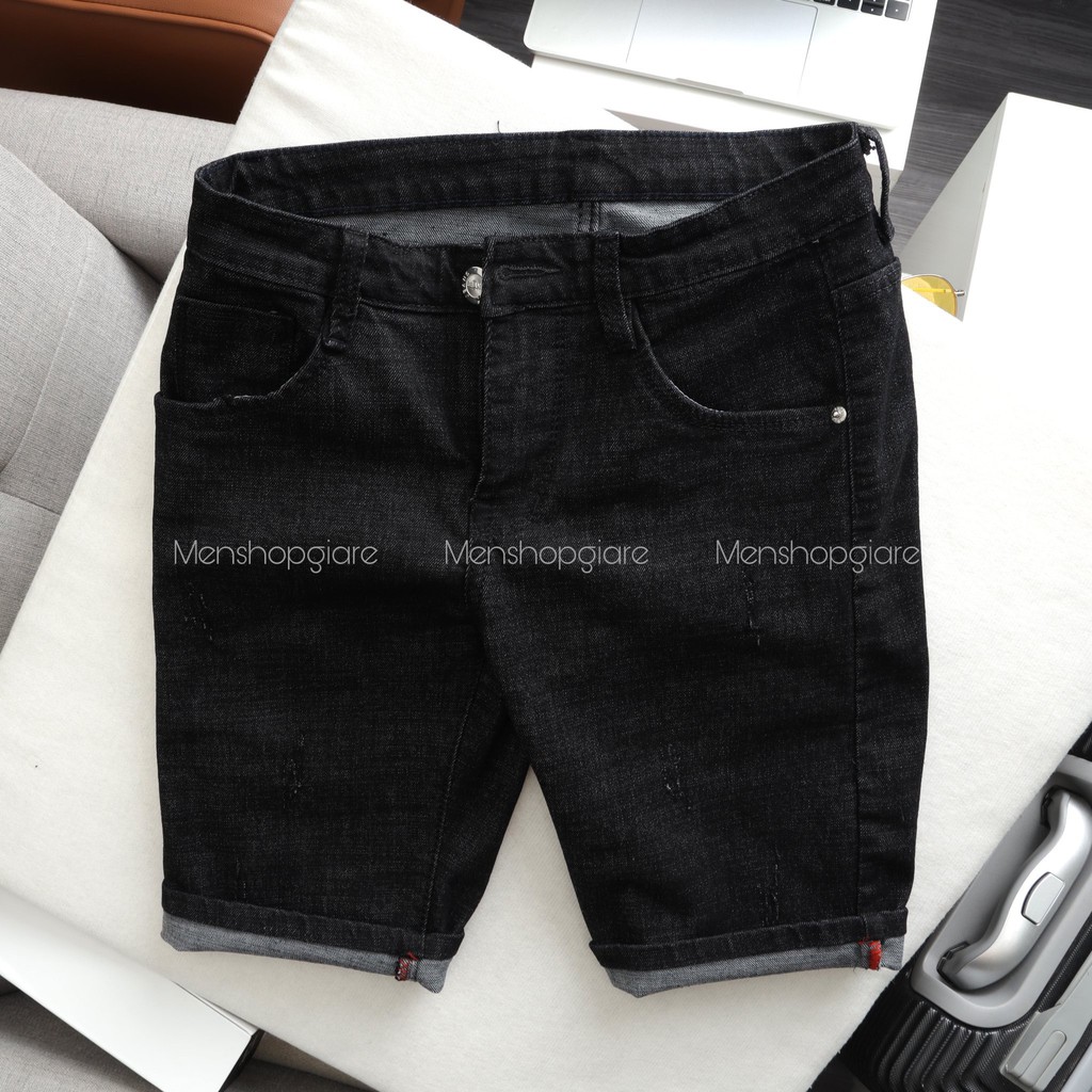 Quần Short Jean Nam - Short Bò Cao Cấp Vải Coton Co Giãn