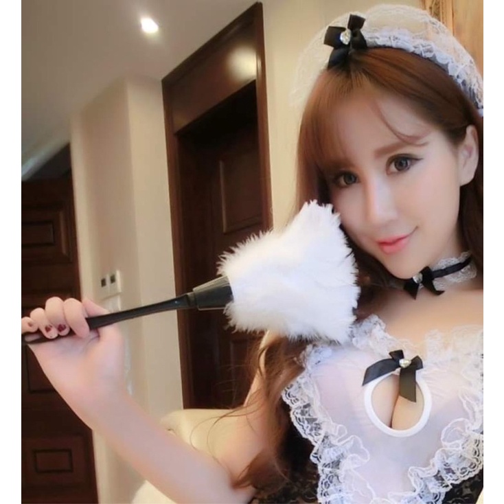 Phụ kiện chụp hình chổi lông cosplay hầu gái 2 màu đen trắng | BigBuy360 - bigbuy360.vn