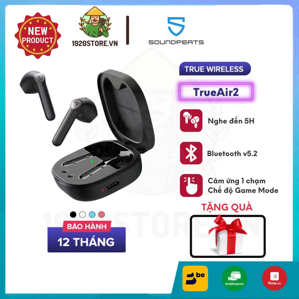 Tai Nghe Bluetooth True Wireless SoundPEATS TrueAir2, BT v5.2, Nghe Nhạc Đến 25H - Chính Hãng BH 12 Tháng