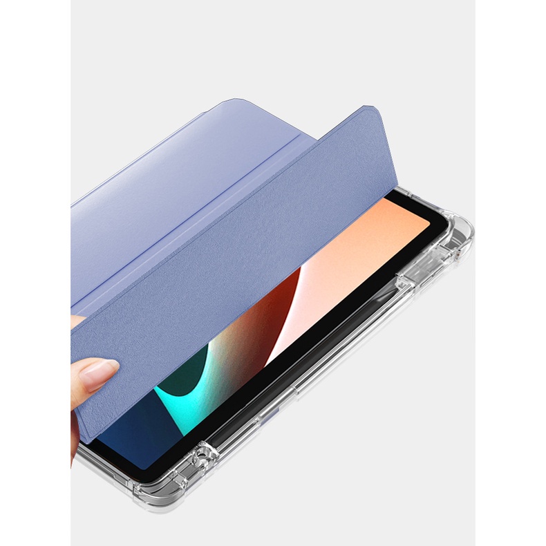 Bao da Cover Cho Máy Tính Bảng Xiaomi Mi Pad 5 / 5 Pro 11 Inch Lưng Trong Suốt Có Khe Đựng Viết Smart Cover