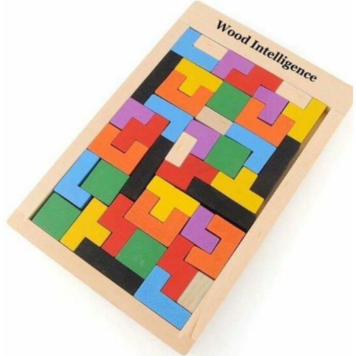 Đồ Chơi Gỗ Montessori - Bảng Xếp Hình Bằng Gỗ Tetris Cao Cấp