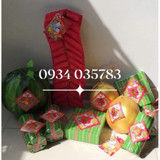 Trang trí Tết-Dưa hấu, bánh chưng, bánh tét, dừa vàng