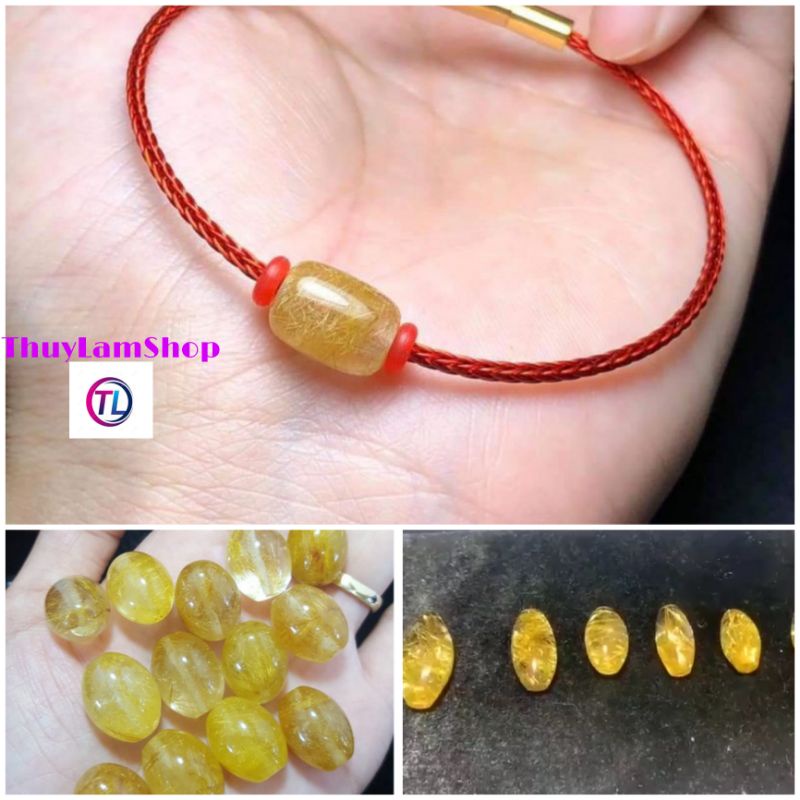 Vòng tay đá tóc vàng khóa bấm cao cấp