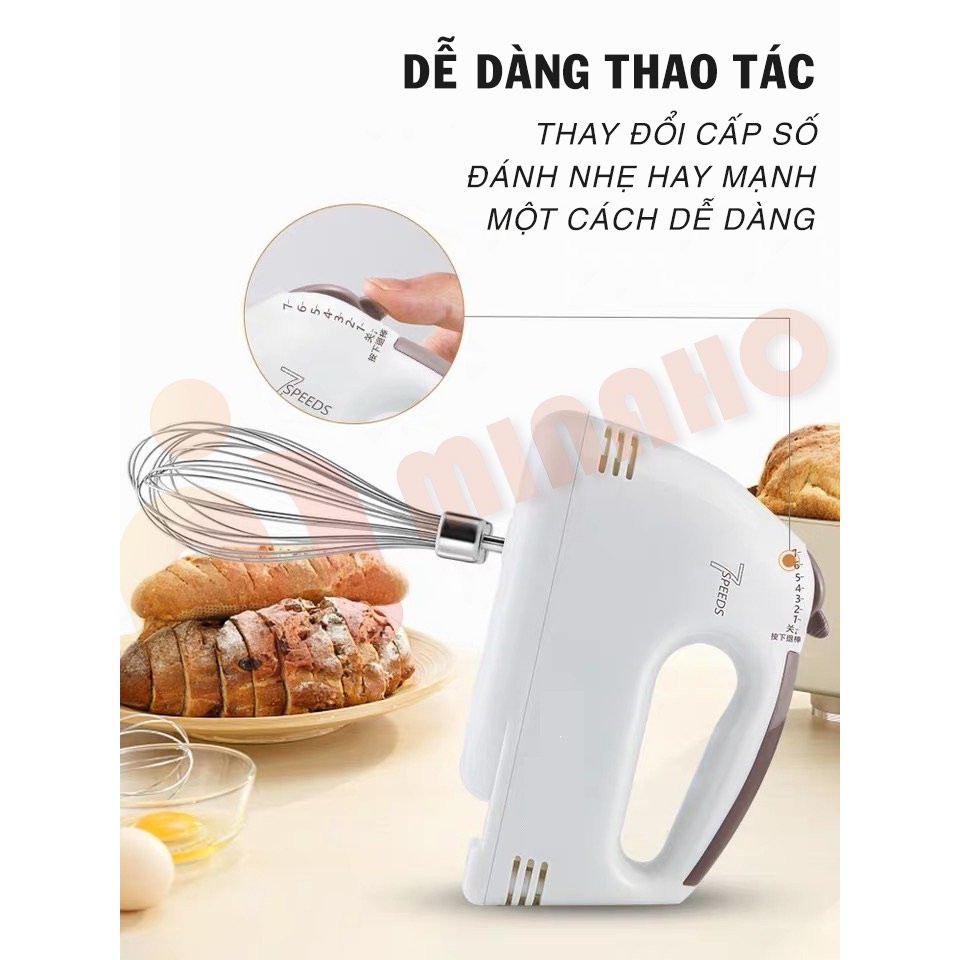 [Hot] Máy Đánh Trứng Cầm Tay 7 Tốc Độ Công Suất 180W MINAHO