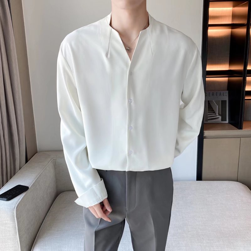 Áo Sơ Mi Nam Dài Tay Màu Trơn Nhẹ Nhàng Phong Cách Hàn Quốc