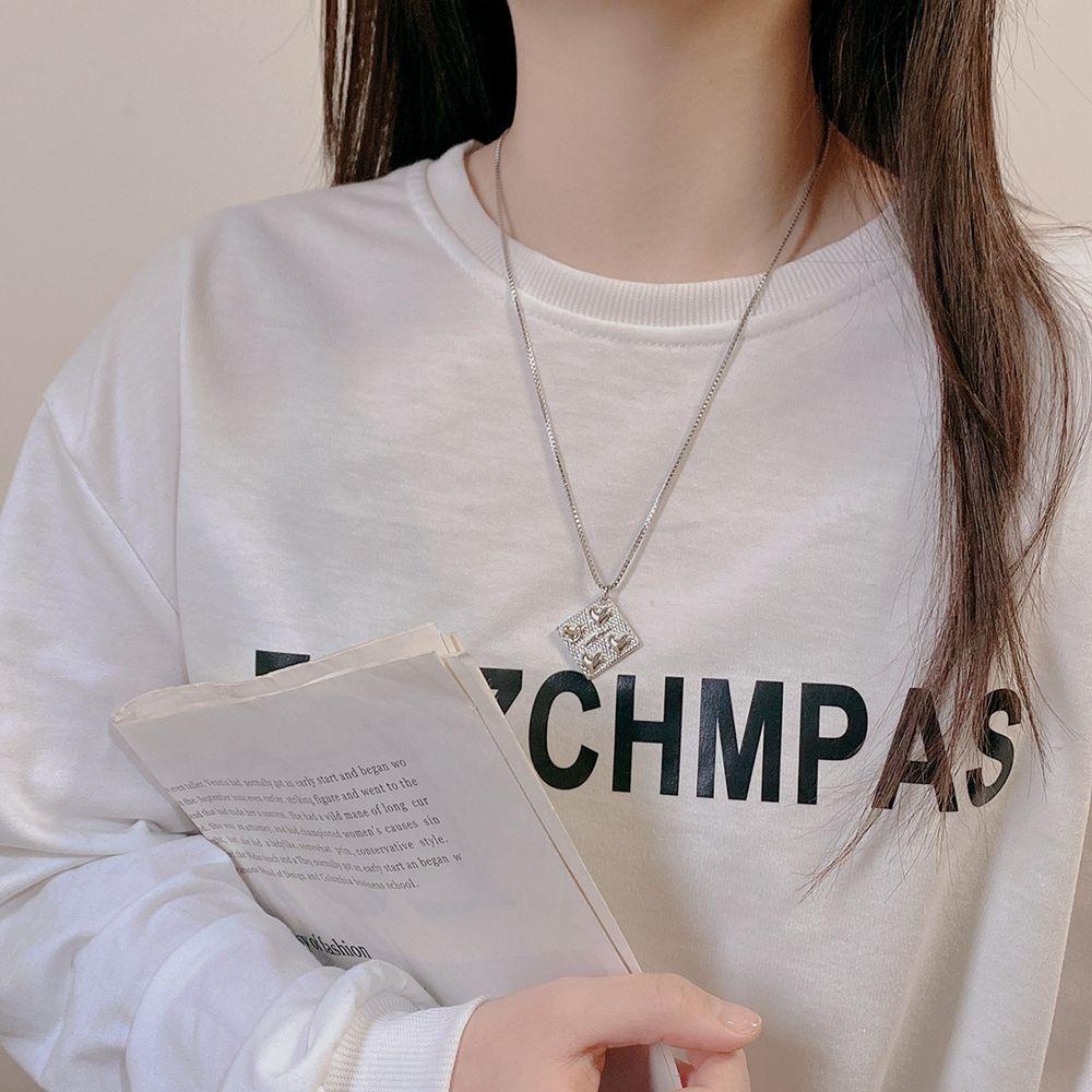 VANES1 Vòng cổ Thép Titan Mặt Chữ Phong Cách Hàn Quốc Cho Cặp Đôi