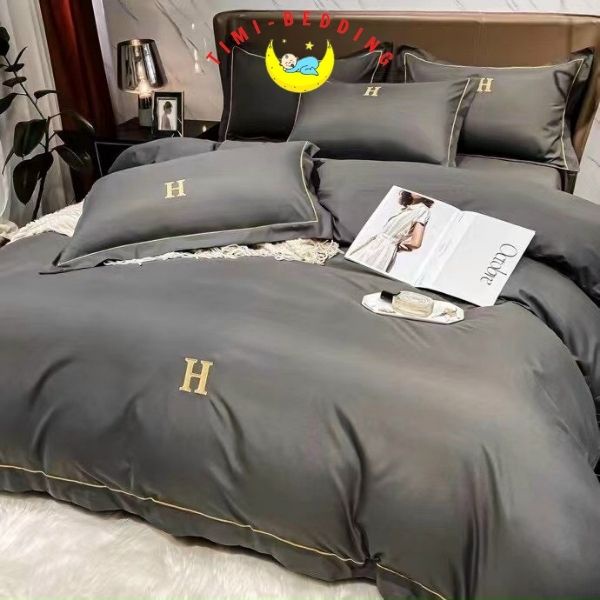 Bộ chăn ga gối lụa chữ H cao cấp, nhập khẩu – Set ga gối lụa 4 món – Timibedding