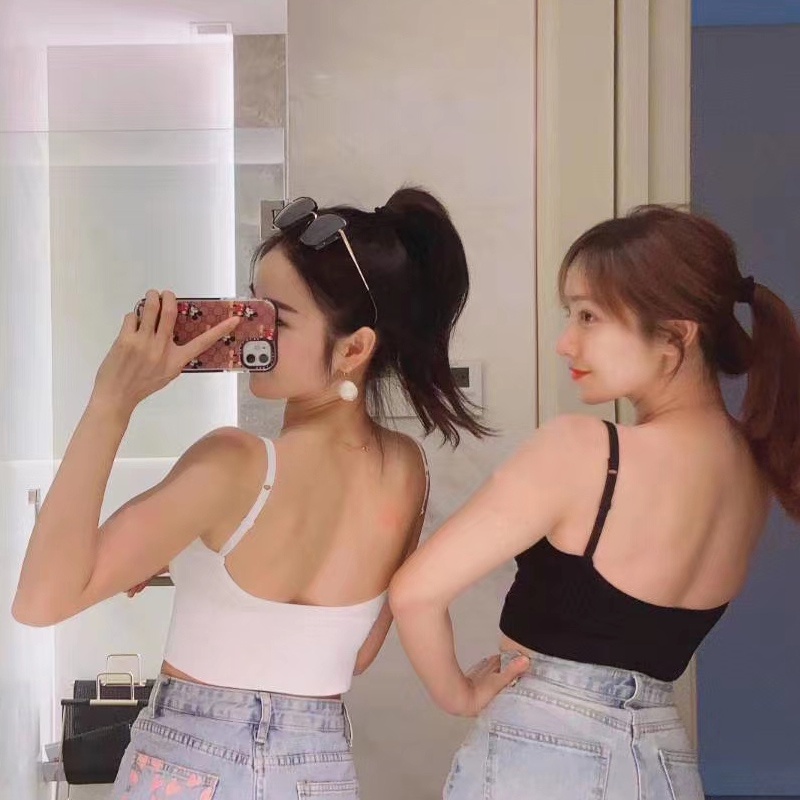 Áo Ngực Thể Thao Hai Dây Cổ Chữ U Có Mút Đệm Không Đường May Lưng Quyến Rũ Dành Cho Nữ