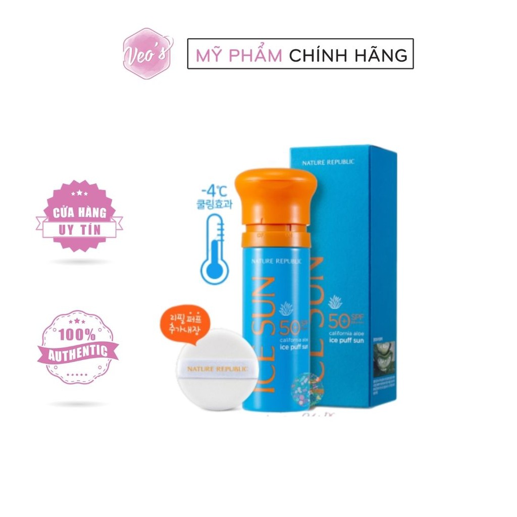 Kem chống nắng Ice Sun Natural Republic California Aloe Ice Puff Sun SPF50 (Date: T3/2022)